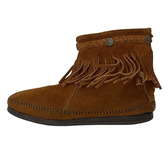 Minnetonka Moccasins Women's 8 Brown Suede Leather Moccasins Ankle Boots Shoes - Picture 7 of 15